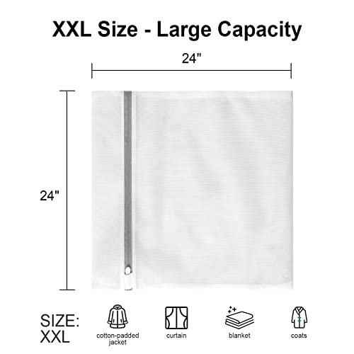 3 Pack XXL Mesh Laundry Bags by MDSXO- Large Jumbo Durable Delicates Bag for Washing Machine for Jackets, Curtains, Jeans 24 * 24 inch [3 Pack] - size: 3XXL(Adult Size)