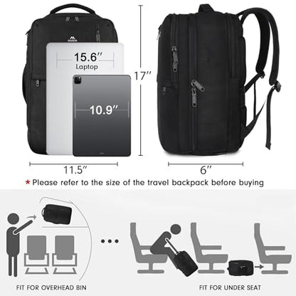 MATEIN Travel Laptop Backpack, Flight Approved Carry on Backpack with Shoe Compartment, Large Personal Item Bag Fits 15.6 inch Laptop, Water Resistant Luggage Overnight Weekender Bag, Black - color: Black, size: Large