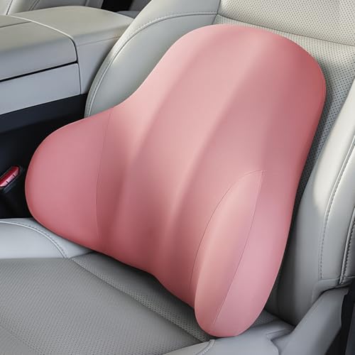 BABUR Lumbar Support Pillow for Car, Ergonomic Memory Foam Support Pillow for Lower Back Pain Relief, Washable Cover, Lumbar Cushion for Driving Seat, Fits Most Cars | Pink - color: Pink