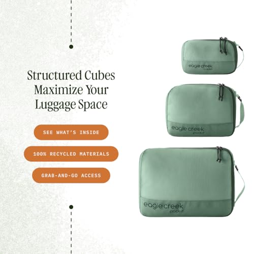 Eagle Creek Pack-It Reveal Cube Set - Packing Cubes for Compartmentalizing Luggage - Durable - Ultra-Lightweight - Water-Resistant - Easy Grab Zipper Pull - Mesh Windows - Willow Green - XS/S/M - color: Willow Green