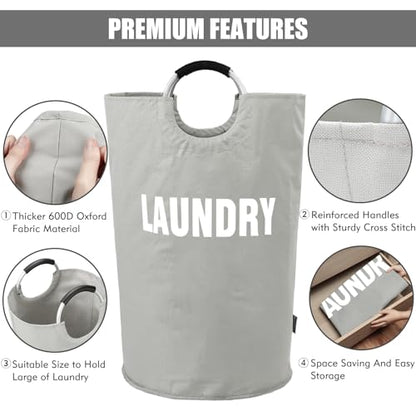 DOKEHOM 160L XX-Large Laundry Basket (7 Colors), Collapsible Laundry Bag, Foldable Laundry Hamper, Folding Washing Bin (Grey, XXL) - color: Light Grey, size: 160L