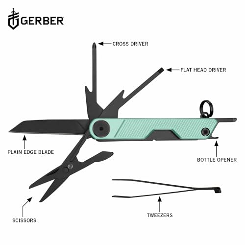 Gerber Gear Armbar Mini - 8-in1 Travel Multitool with Package Opener, Screwdriver & Scissors - EDC Adventure Gear for Camping, Hiking & Outdoor - Compact Utility Tool - Green - color: Green