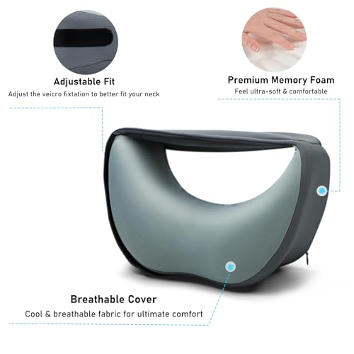 3-in-1 Memory Foam Travel Neck Pillow – Adjustable, Machine Washable & Portable for Airplane, Car, Office – Converts to Scarf & Eye Mask – Ultimate Neck Support for Long Flights - color: Gr, size: Small