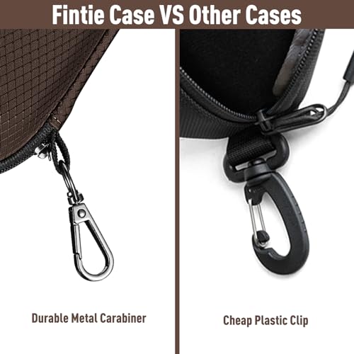 FINTIE Sunglasses Case, Hard EVA Shell Shockproof Sport Glasses Case with Metal Carabiner Travel Zipper Eyeglasses Holder - color: Brown