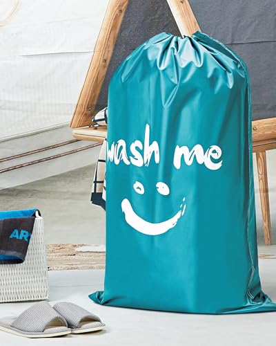 HOMEST 2 Pack XL Wash Me Travel Laundry Bag, Dirty Clothes Organizer, Large Enough to Hold 4 Loads of Laundry, Easy Fit a Laundry Hamper or Basket - color: (Ⅰ-Wash me)Sky Blue