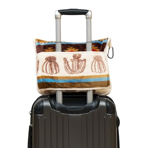 Carstens, Inc. Travel Blanket, Premium Compact 2-in-1 Airplane Blanket/Pillow, Cactus Stripe - color: Cactus Stripe