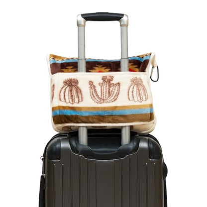 Carstens, Inc. Travel Blanket, Premium Compact 2-in-1 Airplane Blanket/Pillow, Cactus Stripe - color: Cactus Stripe