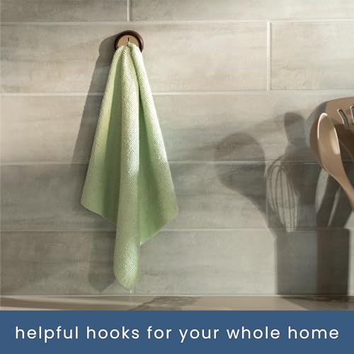 S&T INC. Round Adhesive Push Towel Hooks for Kitchen, Hand and Dish Towels, Plastic, Walnut, 4 Pack - color: Walnut