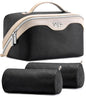 BOYATU Travel Makeup Bag Organizer Cosmetic Bag: 3 Pcs Set Make up Bags for Women with Handle - Waterproof Vegan Leather Toiletry Bags Travel Essentials Pouch with Compartments (A-01-Black) - color: 02-C-Black