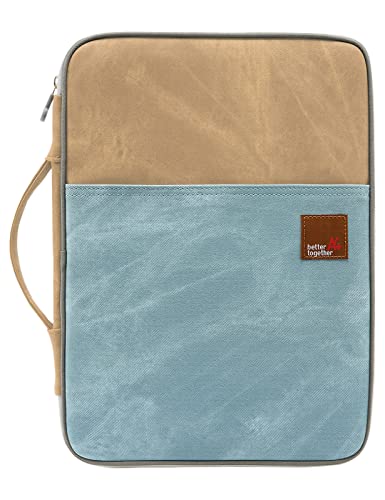Document A4 Bag Case Waterproof Organizer Portfolio Office Travel Zipper Multi-Function Pouch - color: Blue Khaki