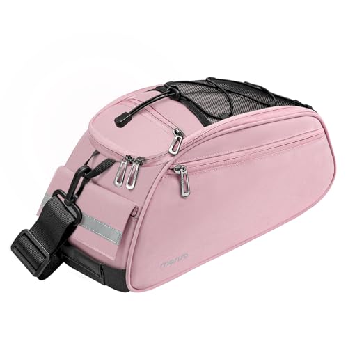 MOSISO Bike Rack Bag, Waterproof Bicycle Trunk Pannier Rear Seat Pouch Cycling Bike Carrier Backseat Storage Luggage Saddle Shoulder Bag - color: Pink