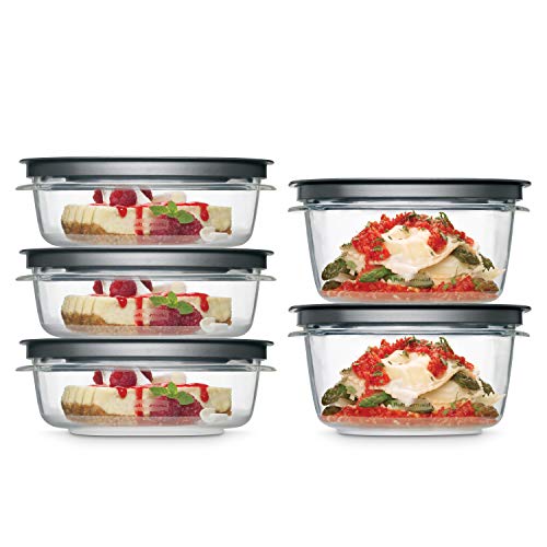 Rubbermaid Premier Food Storage Container, 10 Piece Set, Grey, BPA-Free, Microwave & Dishwasher Safe - size: 10-Piece