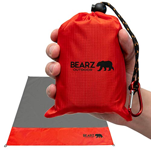 Pocket Blanket - Beach Blanket Waterproof Sandproof, Picnic Blankets Waterproof Foldable, Lightweight & Compact for Hiking, Camping, Travel, Festival Accessories - color: Cherry Red