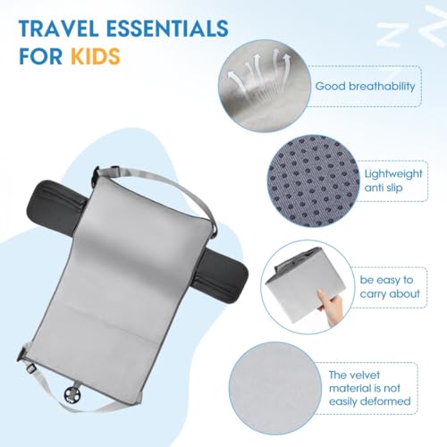 Toddler Travel Airplane Bed Kids Airplane Extender Sea, Travel Inflatable Foot Rest Portable Travel Bed Grey