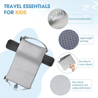 Toddler Travel Airplane Bed Kids Airplane Extender Sea, Travel Inflatable Foot Rest Portable Travel Bed Grey
