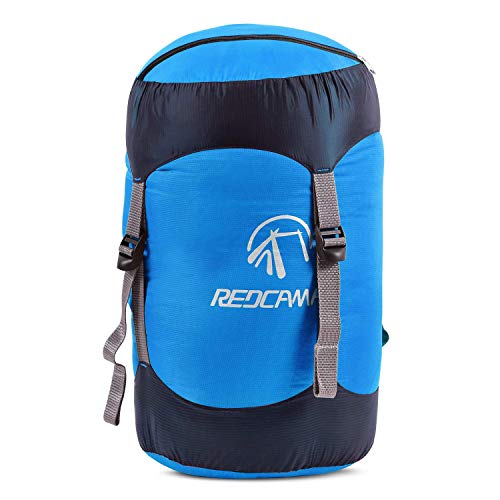 REDCAMP Nylon Compression Stuff Sack, 10L/17L/27L/40L Lightweight Sleeping Bag Compression Sack Great for Backpacking, Hiking and Camping,Blue/Yellow/Army Green/Black - color: Blue,27l, size: Large