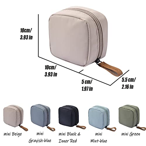 Hekyip Mini Cosmetic Bag, Travel Makeup Pouch, Portable Waterproof Cosmetic Pouch for Girls Women, Mini (Mini Beige) - color: Mini Beige