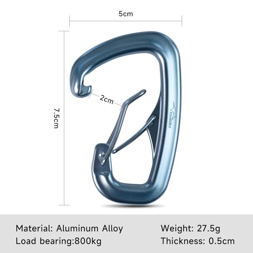 Heavy Duty Carabiner Clip Hook 8KN (1763 lbs), 2 PCS Ultra-Light Aluminum Caribeaners with Double Door D Ring Shape, for Hammock, Camping, Hiking, Backpacking, Dog Leash, Keychain Clip - style: 2#Silver-2pc