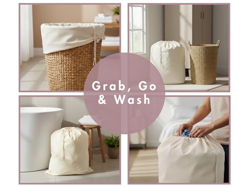 PurpleEssences Laundry Bag Durable Clothes Drawstring Bag Machine Washable Travel Laundry Organizer for Dorm, College, Hamper - Set of 1, 28 x 32 Inch, Laundry Liner Bag - Natural - size: 28 x 32 Laundry Liner Bag