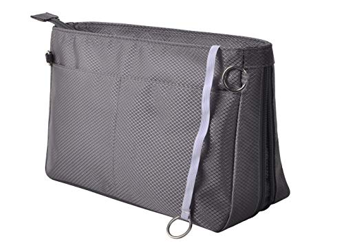 Vercord Expandable Nylon Handbag Purse Organizer Insert Liner Shaper Bag in Bag Dark Grey XLarge - color: Dark Grey, size: X-Large