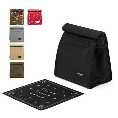 2nd Childhood Rolltop Lunch Bag for Work or School – Compact, Foldable & Low Profile Design – Insulated Reusable Bag with Handle – Slim, Durable & Stylish - 3.5L (Black) - color: Black