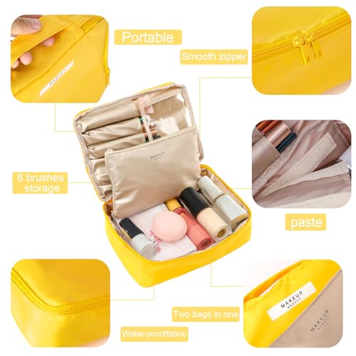Queboom Travel Makeup Bag Cosmetic Bag Makeup Bag Toiletry bag for women and men (Yellow) - color: Yellow