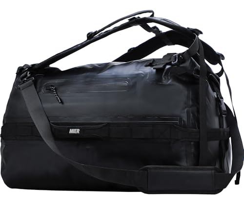 MIER Waterproof Duffel Bag Motorcycle Dry Bag Backpack Large Roll-Top Heavy Duty Dry Duffle Bags for Kayaking Camping Boating Gym Beach Cruise Ship, 60L/80L - color: Black, size: 80L