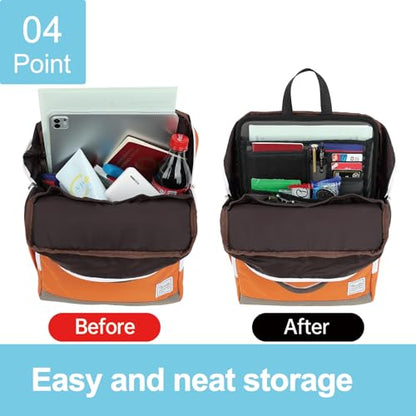 Stiff Backpack Insert Organizer for Men Women Bag In Bag,Thin Water-repellent Nylon 13.7''x10.2''x2''-Gray - color: Gray