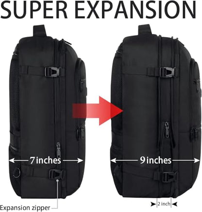 Vancropak Carry On Backpack, 45L Expandable Extra Large Travel Backpack, Flight Approved Water Resistant Luggage Suitcase Daypack, Lightweight Business Overnight Weekender Bag for Men & Women, Black - color: A-black, size: XX-Large