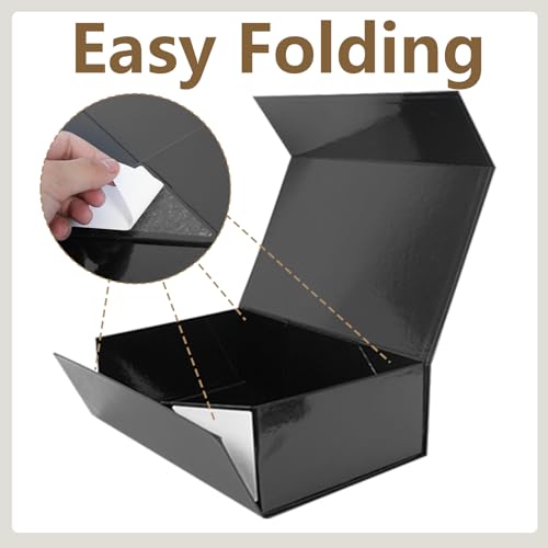 Aimyoo Black Gift Box, 13.8x9x4.3 in Presents Box with Lids Magnetic Closure Rectangle Collapsible for Groomsman Proposal Box, Wedding, Birthday Gift Packging 5 Pack - color: Black, size: 5 count (Pack of 1)