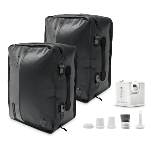 TPU Vacuum Bag for Travel, 70D Nylon Reusable Compression Bag with IP67 Waterproof Zipper, Compression Packing Cubes for Clothing, Space Saver Bags for Luggage (Full Open, Grey,XL, 2Pcs+Pump) - color: Full Open, Grey,XL, 2Pcs+Pump
