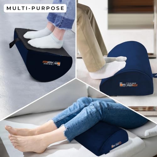 Friends of meditation Foot Rest for Office Chair | Foot Stool for Sofa | Ergonomic Foot Rest Under Table/Desk | Leg Resting Stool | Removable Cover | Blue - color: Blue