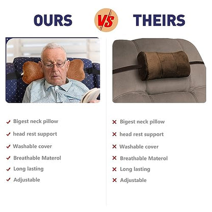 Head Recliner Pillow Adjustable Cotton Headrest Pillows for Recliner Chairs, Pain Relief Neck Support Pillow for Travel Home Sofa Armchair with Zipper Cover (Camel) - color: Camel