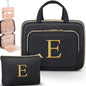 Gifts for Women, Initial Toiletry Makeup Bag Hanging Cosmetic Organizer with Embroidery Letter Personalized Nurse Teacher Appreciation Birthday Mothers Day Gifts for Mom Sister Wife Friends Auntie Her - style: E