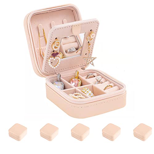 KElofoN Travel jewelry case Travel jewelry box Travel Jewelry Organizer Small Jewelry Organizer Box for Girls Women with Mirror (Pink-5) - color: Pink-5
