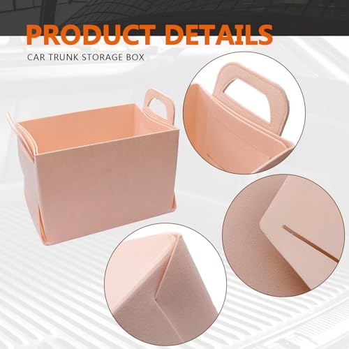 Felt Car Trunk Organizer, Foldable Vehicle Storage Box, Large Capacity Multi-Purpose Automotive Interior Accessories for Cars, SUV, Sedan, Truck (Pink) - color: pink