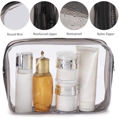 Tbestmax 10 Pack Clear Cosmetic Bags Makeup Bags Portable Waterproof TSA Approved Travel Toiletry Bags Large Organizer Matte Black, 9" x 6.3" x 2.6" - color: Large - Matte Black
