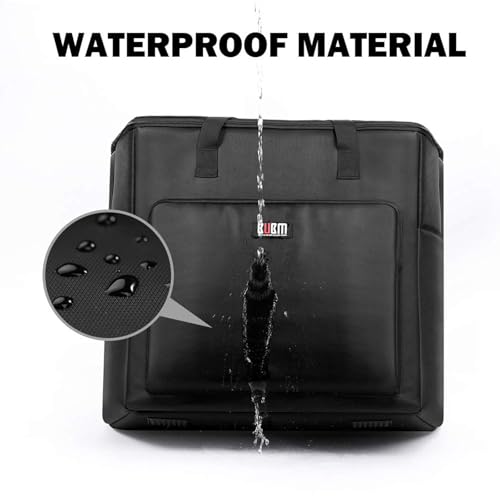 BUBM Desktop Computer Carrying Case, Padded Nylon Carry Tote Bag for Transporting Computer Tower PC Chassis, Keyboard, Cable and Mouse - color: Black-27 INCH