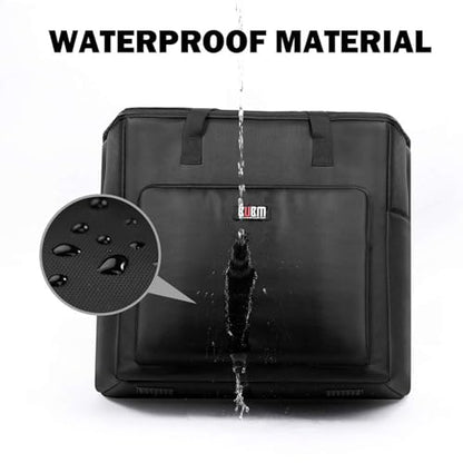 BUBM Desktop Computer Carrying Case, Padded Nylon Carry Tote Bag for Transporting Computer Tower PC Chassis, Keyboard, Cable and Mouse - color: Black-27 INCH