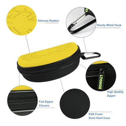 LTOHOE Sunglasses Case for Men and Women, Semi Hard Shell with Metal Carabiner, Portable Zipper Protective Glasses Case - color: Yellow