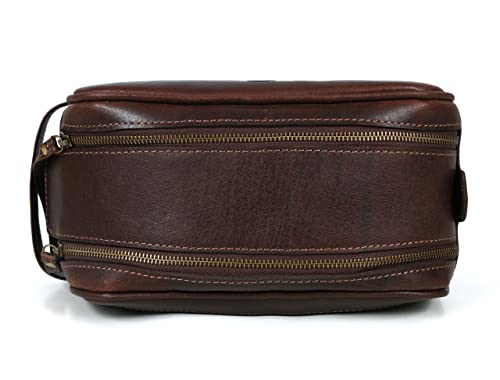 Leather Toiletry Travel Pouch Leather Waterproof Dopp Kit By Aaron Leather Goods - color: Honey Brown
