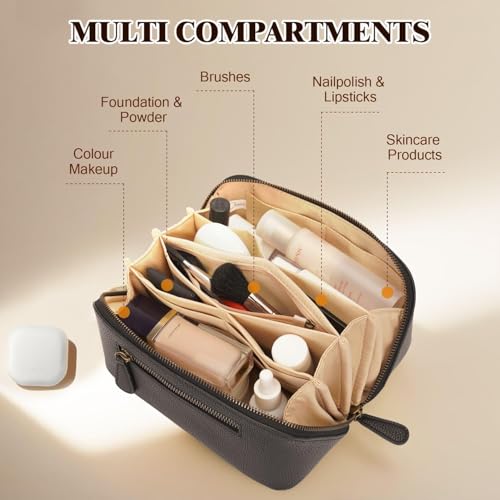Travel Makeup Bag Cosmetic Pouch Water Resistant Travel Bag for Cosmetics, Brushes, Skincare, Toiletries, Makeup Storage (black) - color: Upgraded black