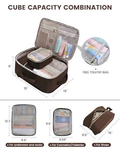 LOVEVOOK Travel Backpack for Women, 40L Carry On Backpack Flight Approved, Large Personal Item Bag Fits 17 inch Laptop, TSA Approved Luggage with 3 Packing Cubes,Waterproof Weekender Gym Essentials - color: Apricot-coffee, size: 40L