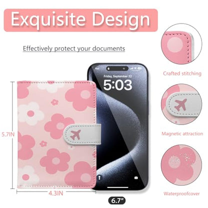 Passport Holder, Travel Wallet Cover with Pen Loop | Cute RFID Blocking Leather Case with Magnetic Closure for Travel Essentials-Garden - color: H-Garden