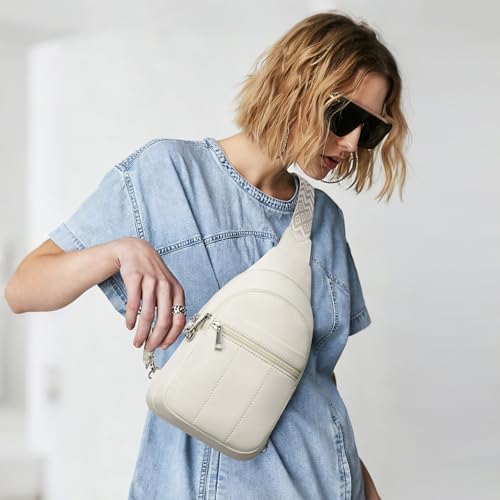 Small Sling Bag for Women, Puffer Crossbody Bag Anti Theft Travel RFID Purses Fanny Packs for Travel Hiking - color: Beige