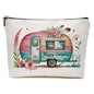 JIUWEIHU Camping Makeup Bag, Tent Rv Bonfire Cosmetic Bags Travel Organizer Bag Zipper Pouch, Birthday Friendship Gifts for Women Friend Colleague Sister Niece Mom, Camping Gifts - color: Multicolor 0066