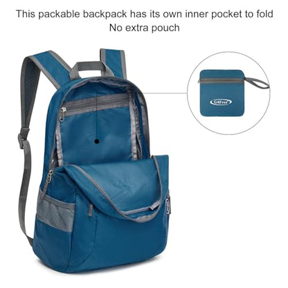 G4Free 20L Lightweight Packable Backpack Travel Hiking Daypack Foldable Backpack for Men Women - color: Medium Blue
