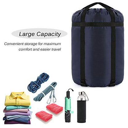 Compression Stuff Sack, 24L/36L/46L Sleeping Bags Storage Stuff Sack Organizer Waterproof Camping Hiking Backpacking Bag for Travel - Great Sleeping Bags Clothes Camping - color: Dark Blue 46L 2-PACK