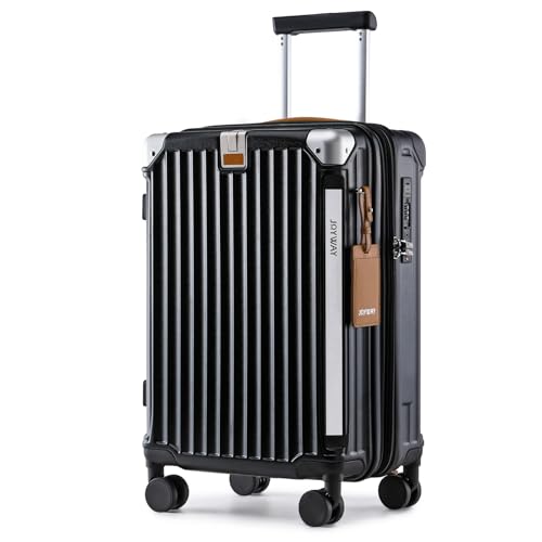 Joyway Carry On Luggage, Expandable Suitcase with Smart Cup Holder and USB Port, 20 IN Hardside Checked with TSA Lock Spinner Double Wheels, Black - color: Black, size: Carry-On 20-Inch