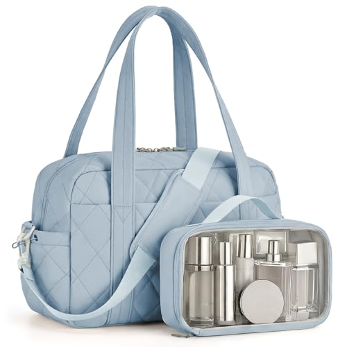 Percover Weekender Bag for Women, Ultra Lightweight Travel Duffle, Carry On Personal Item Overnight Bag with Toiletry Pouch & Compartments, Quilted Gym & Travel Bag, Slate Blue - color: Slate Blue